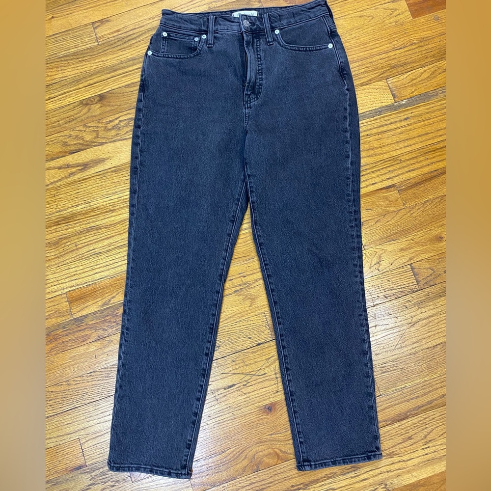 Madewell Curvy Perfect Vintage Black High Waisted Straight Jeans size:27”